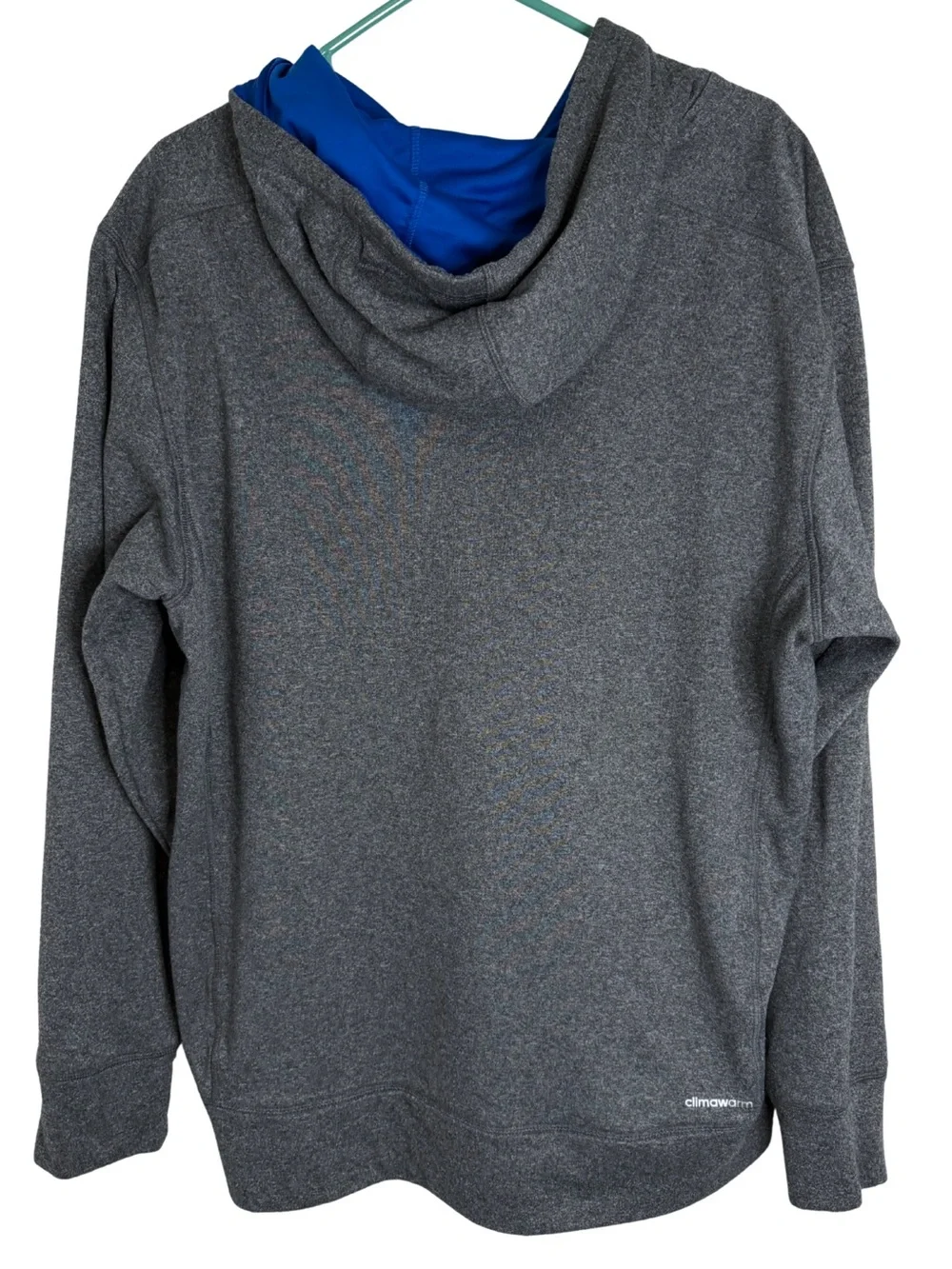 Adidas Climawarm Men’s Gray Hoodie with Blue Accents Size XL